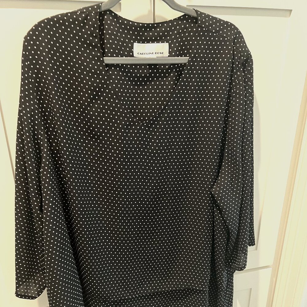 Caroline Rose Black and White polka dots shirt, Size 3X